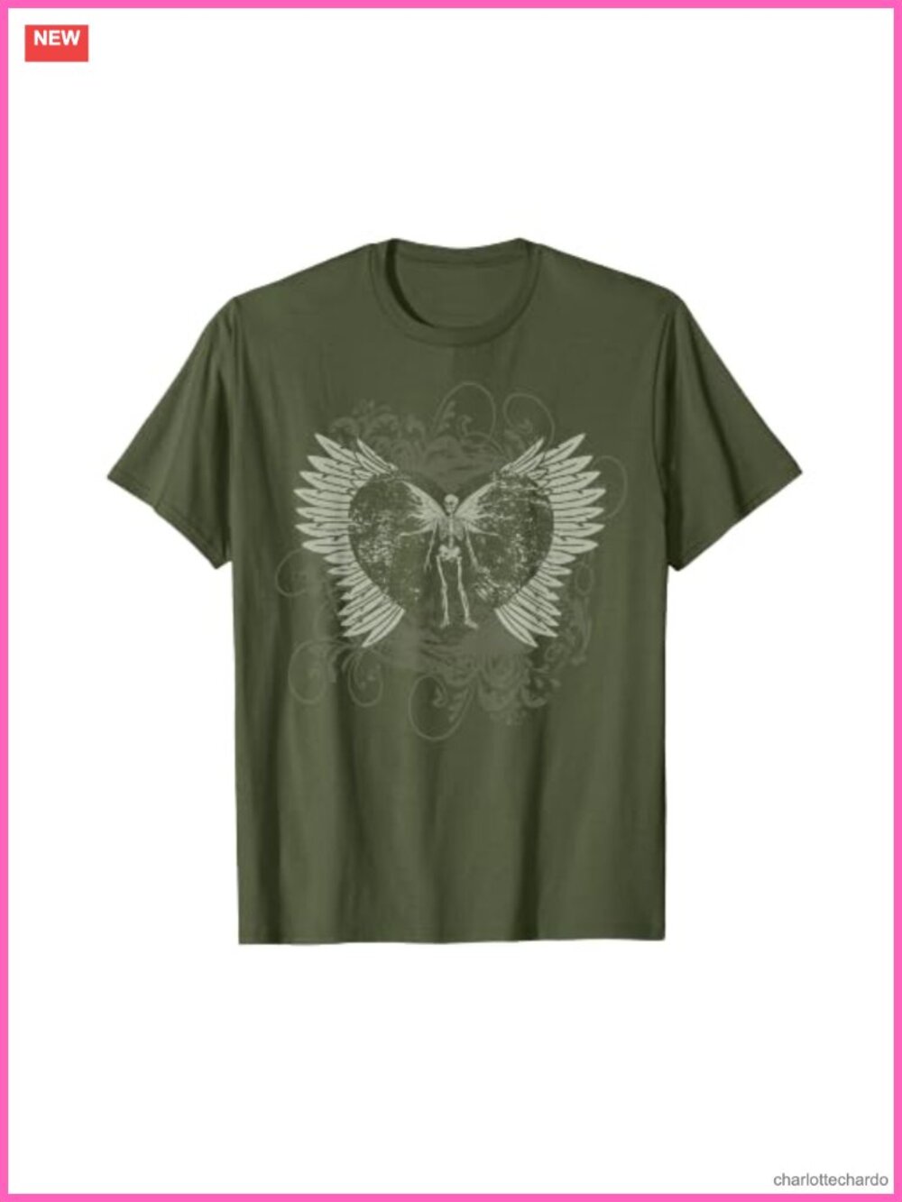 Y2K Grunge Aesthetic Alt Goth Fairy Skeleton Wings T-Shirt